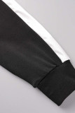 Black Casual Sportswear Solid Patchwork Zipper Collar Long Sleeve Two Pieces