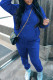 Blue Casual Solid Patchwork Hooded Collar Long Sleeve Two Pieces