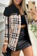 Black khaki Casual Print Patchwork Turndown Collar Outerwear