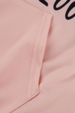 Pink Casual Print Patchwork Hooded Collar Long Sleeve Two Pieces