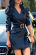 Black Casual Solid Patchwork V Neck Long Sleeve Dresses