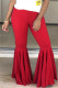 Red Casual Solid Patchwork Regular High Waist Conventional Solid Color Bottoms