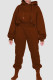 Dark Brown Casual Solid Patchwork Hooded Collar Long Sleeve Two Pieces