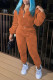 Orange Casual Solid Patchwork Zipper Collar Long Sleeve Two Pieces