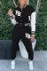 Black Casual Print Patchwork Buckle Long Sleeve Two Pieces