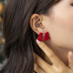 Red Casual Daily Party Solid Patchwork With Bow Earrings