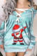 Sky Blue Casual Print Bandage Patchwork V Neck T-shirt Dress Dresses