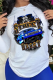 White Daily Vintage Print Patchwork Letter O Neck Tops