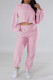 Pink Casual Solid Patchwork O Neck Long Sleeve Two Pieces