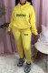 Yellow Street Print Letter Hooded Collar Long Sleeve Two Pieces