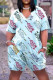 Blue Fashion Casual Letter Print Basic V Neck Regular Romper