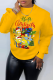 Yellow Street Cute Character Patchwork O Neck Tops