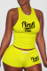 Yellow Sexy Print Patchwork U Neck Sleeveless Two Pieces