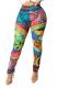Blue Elastic Fly Sleeveless Mid Print Skinny Pants Pants