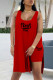 Red Casual Print Patchwork High Opening U Neck Sleeveless Two Pieces