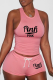 Pink Sexy Print Patchwork U Neck Sleeveless Two Pieces