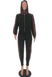 Red adult Sexy Fashion Split Striped asymmetrical Zippered Patchwork Two Piece Suits pencil Lo