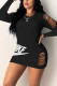 Black Fashion Casual Regular Sleeve Long Sleeve O Neck Mini Letter Embroidery Dresses