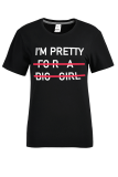 Black Street Vintage Print Patchwork Letter O Neck T-Shirts