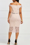 Red Fashion Sexy Patchwork Lace V Neck Short Sleeve Dress