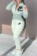 Green Casual Print Letter Zipper Collar Jumpsuits