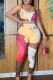 Multicolor Casual Print Patchwork Letter U Neck Sleeveless Two Pieces