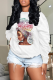 White Casual Vintage Print Patchwork O Neck Tops
