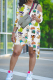 White Sexy Print Patchwork O Neck Short Sleeve Two Pieces