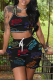 Black Casual Print Patchwork O Neck Sleeveless Two Pieces