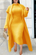 Tangerine Red Street Solid Bandage Patchwork Plus Size Two Pieces