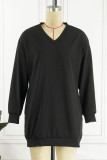 Red Casual Solid Patchwork V Neck Long Sleeve Dresses
