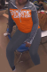 Orange Sexy Print Letter Zipper Collar Long Sleeve Two Pieces