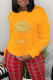 Yellow Party Vintage Print Patchwork O Neck Tops