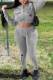 Grey Street Print Letter Zipper Collar Long Sleeve Two Pieces