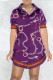 Purple Fashion Casual Print Basic Turndown Collar Shirt Dress