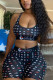 Black Sexy Fashion Printed Shorts Two-piece Set
