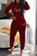 Red Fashion Casual Letter Print Basic O Neck Long Sleeve Two Pieces