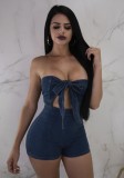 Blue Bandage Backless Solid Fashion sexy Jumpsuits & Rompers