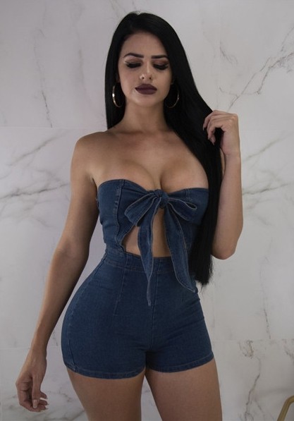 Blue Bandage Backless Solid Fashion sexy Jumpsuits & Rompers