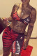 Red adult Sexy Fashion Print Patchwork Two Piece Suits Straight Sleeveless