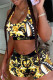Black Gold Casual Sportswear Print Vests U Neck Sleeveless Two Pieces