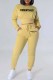 Yellow Street Print Letter O Neck Long Sleeve Two Pieces