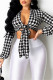 Black Fashion Casual Print Bandage V Neck Tops