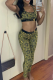 Yellow Casual Print Patchwork U Neck Sleeveless Two Pieces