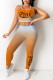 Orange Casual Sportswear Letter Print Vests Pants O Neck Sleeveless Two Pieces