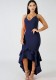 Royal blue ARMY Brief Cute V-Neck Sleeveless Loose Middle length skirt Club Dresses