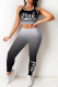 Black Casual Sportswear Letter Print Vests Pants O Neck Sleeveless Two Pieces