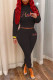 Black Fashion Casual Letter Print Slit Zipper Half A Turtleneck Long Sleeve Two Pieces