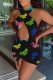 Black Fashion Sexy Letter Print Hollowed Out Backless V Neck Sleeveless Dress