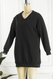 Red Casual Solid Patchwork V Neck Long Sleeve Dresses